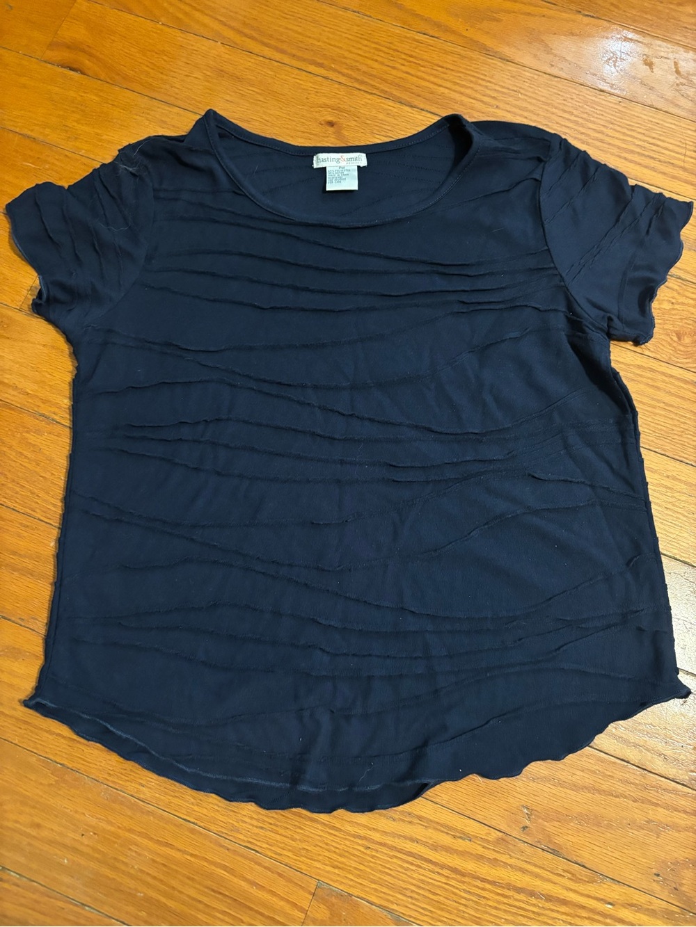 Hasting & Smith Navy Short-Sleeve Relaxed Layered Top size PM